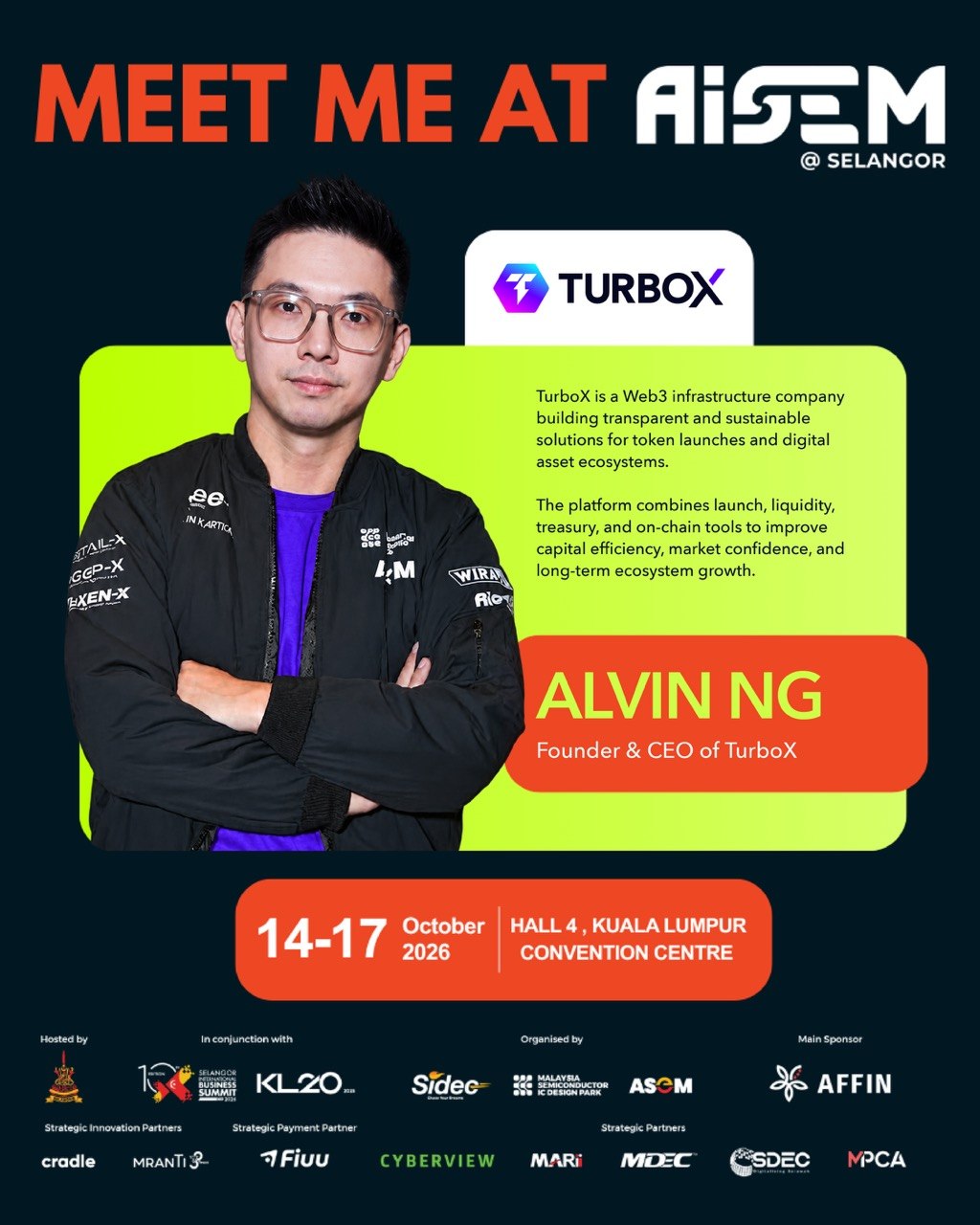 Meet Alvin Ng, Founder & CEO of TurboX, at AiSEM@Selangor, 14–17 October 2026, Hall 4, Kuala Lumpur Convention Centre